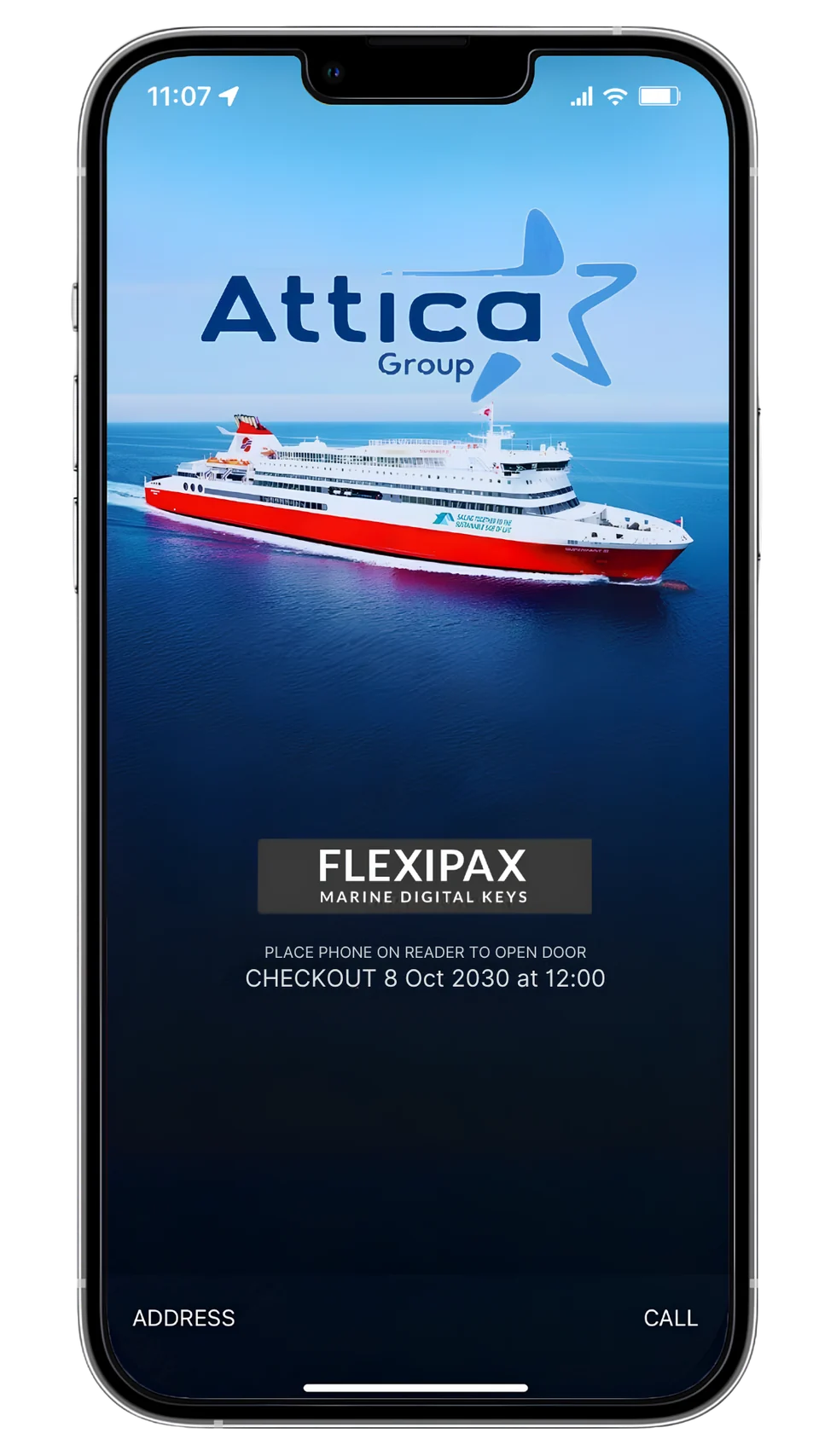 Attica Group mobile key on a passenger phone